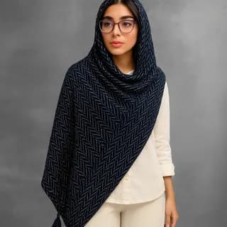 شال زنانه بافت طرح حصیری