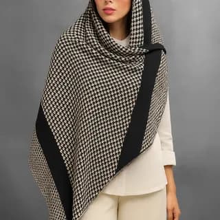 روسری بافت زنانه طرح چهارخانه ریز (houndstooth)