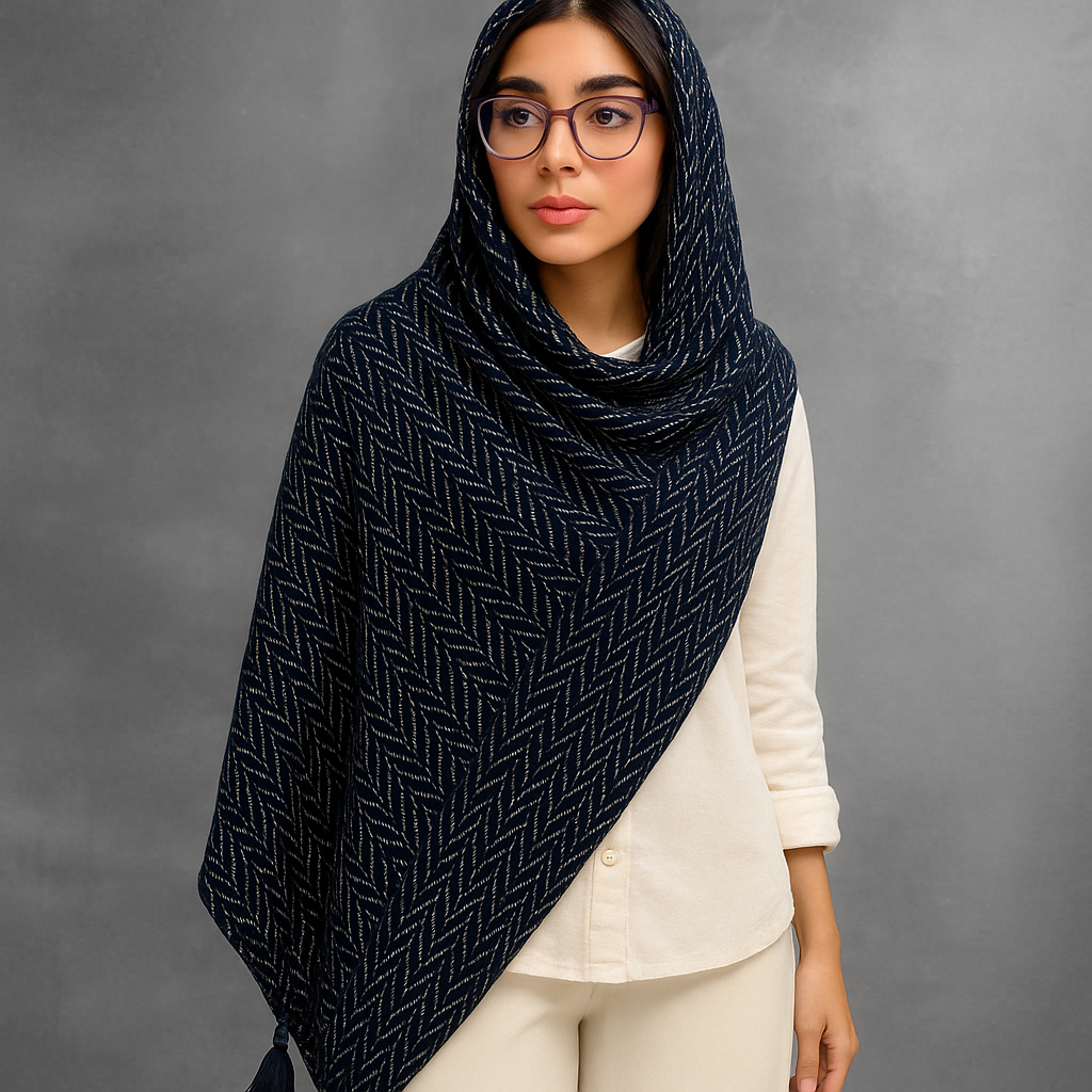 شال زنانه بافت طرح حصیری
