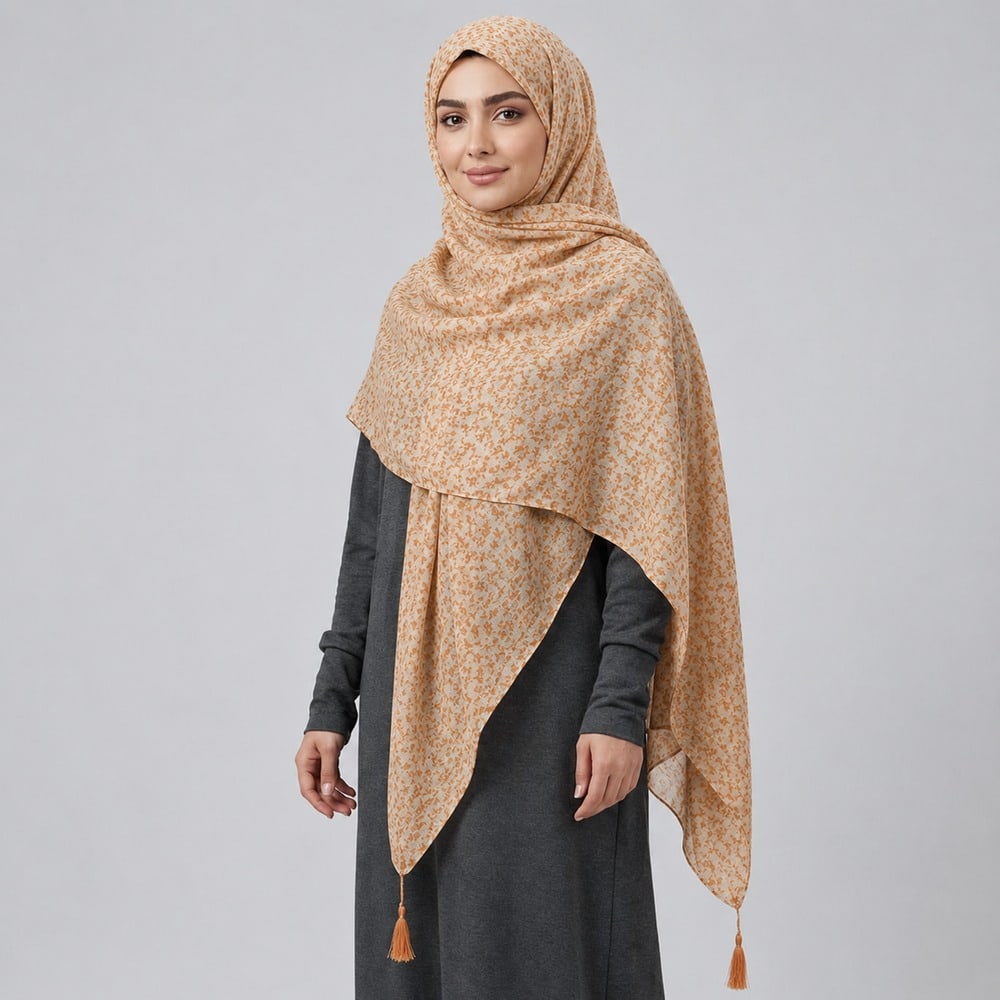 شال نخی گل ریز زنانه منگوله‌دار